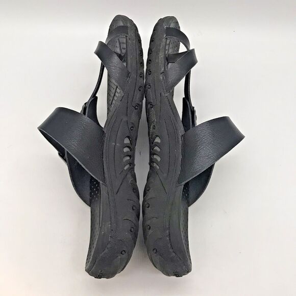 Skechers Outdoor Lifestyle 41007 Sandals Women 8 Black Leather Dbl. Buckle Slide - Picture 7 of 11